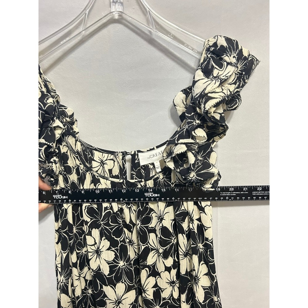 The Great Black White Floral Ruffle Maxi Dress Scoop Neck Size 1 - Small - Picture 5 of 16